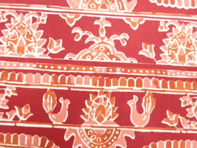  アンティーク　花鳥更紗模様　名古屋帯地反物